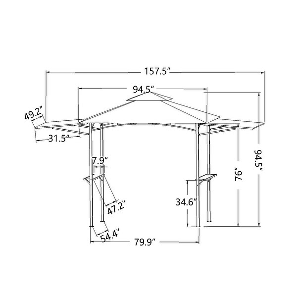 13x4.5Ft Steel Double Tiered Patio BBQ Grill Gazebo