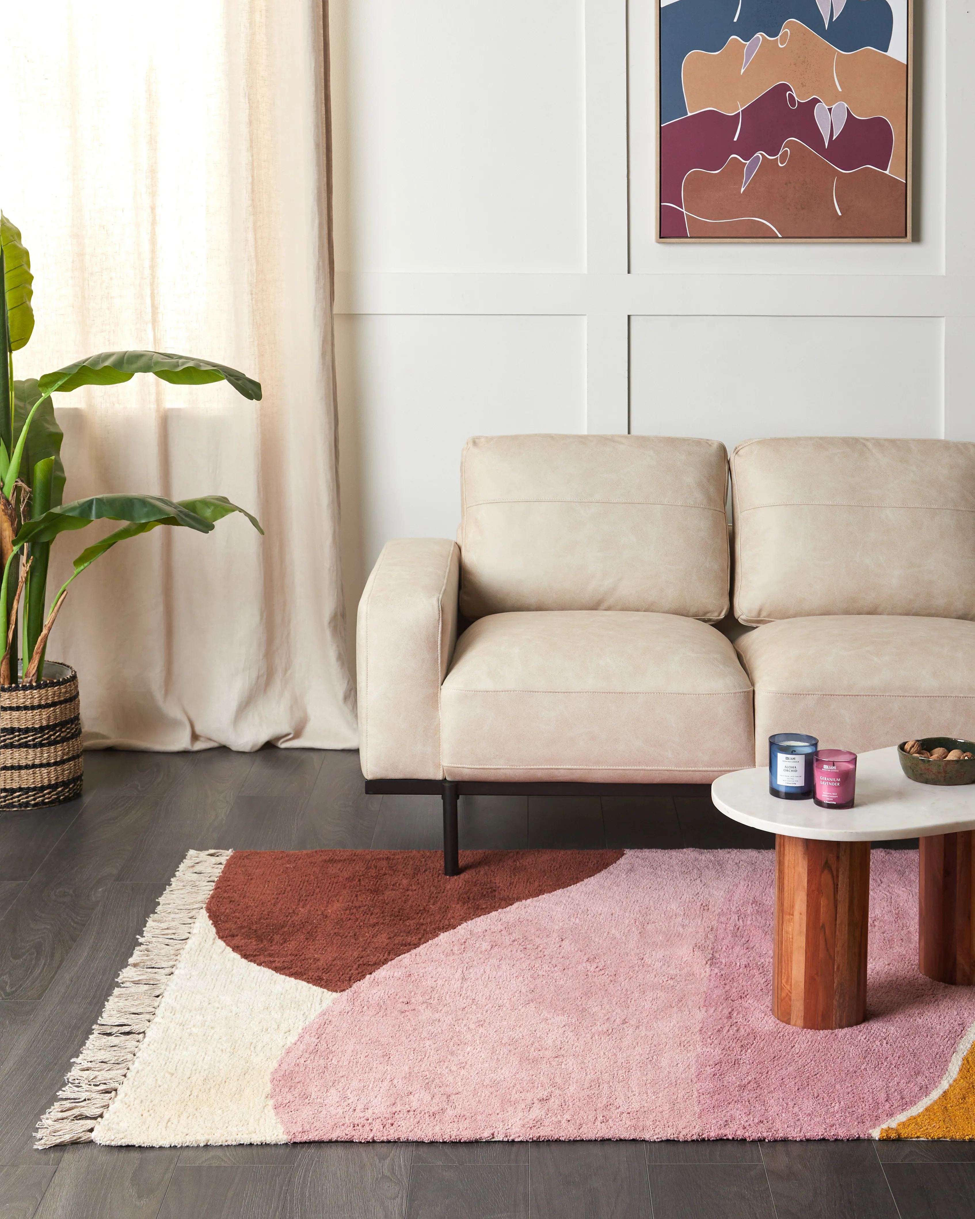 Rug XINALI Pink 140 x 200 cm Cotton