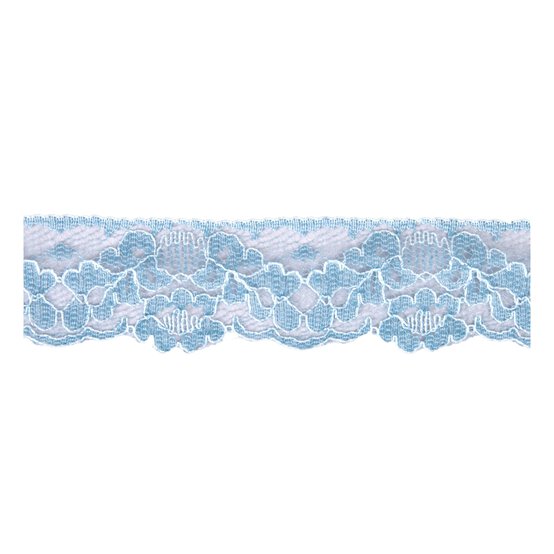 Light Blue 35mm Floral Nylon Lace Trim by the Metre
