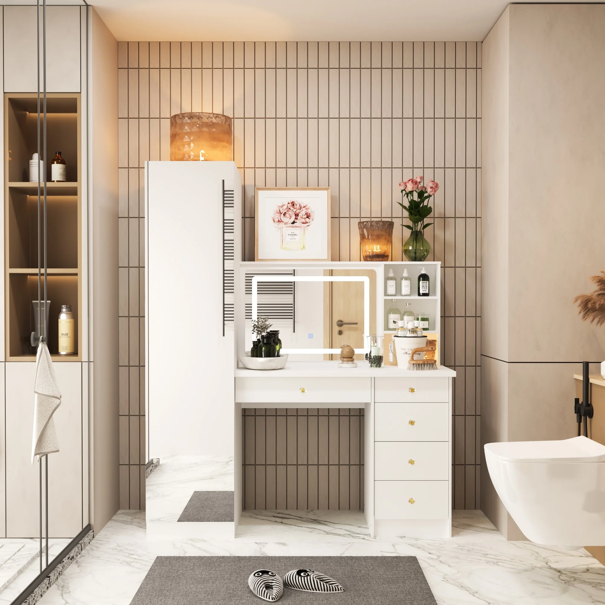 Intelligent Lighted Vanity Set with Wardrobe - Your Dream Styling Area