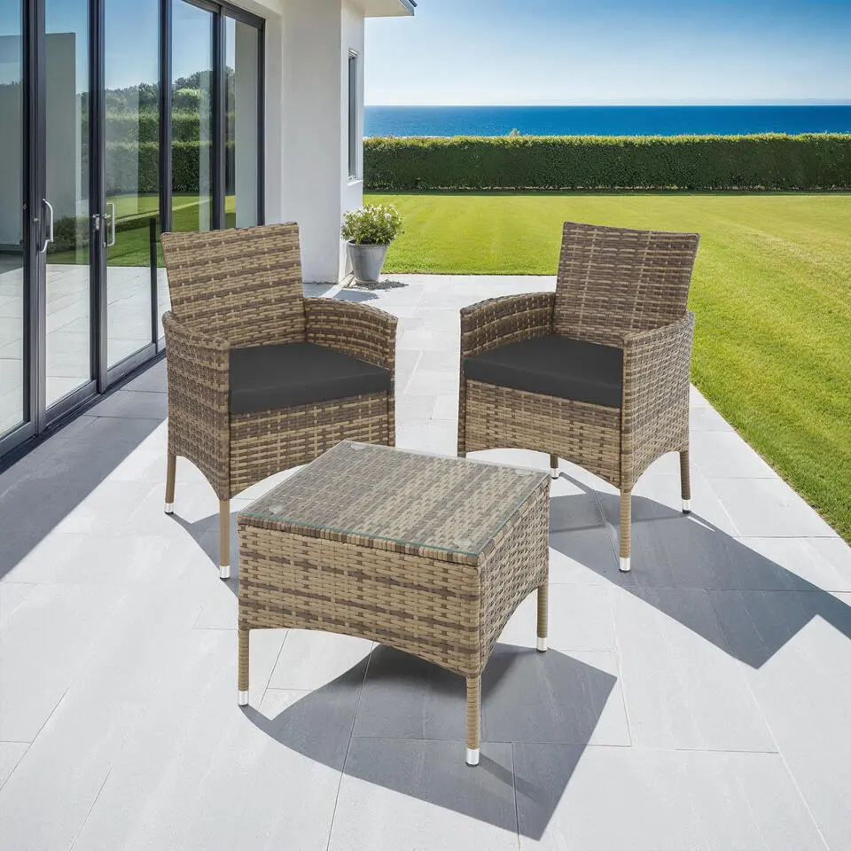 tectake - bistroset Luzern - wicker - natuurkleur