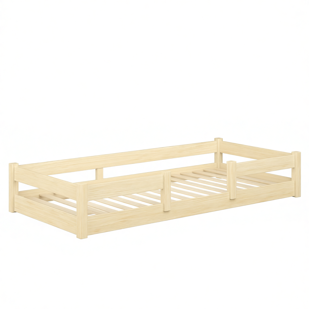 Łóżko podłogowe niskie Lila 120x60 cm - naturalne drewno Montessori