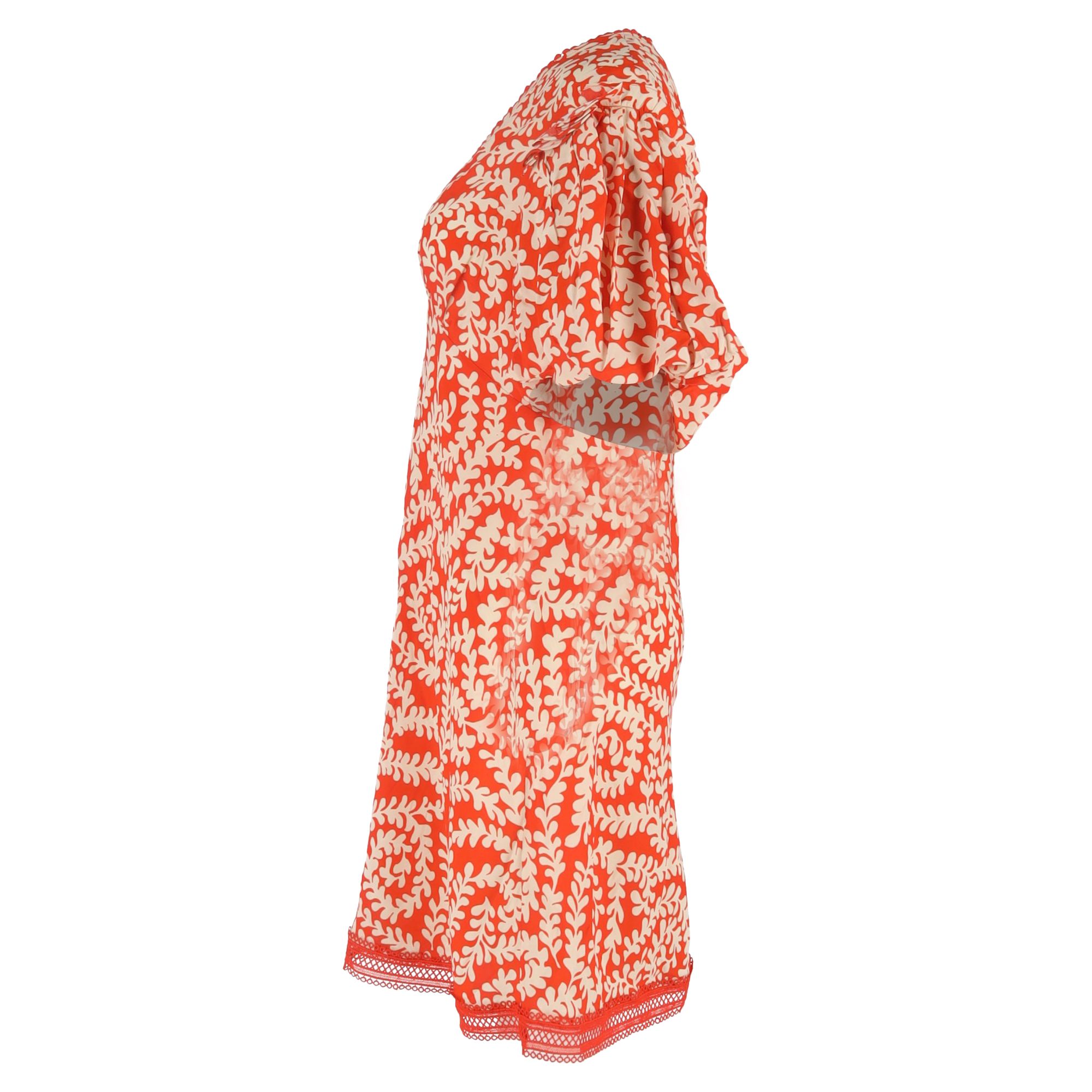 Diane Von Furstenberg Preloved Fisher Printed Mini Dress in Orange Viscose