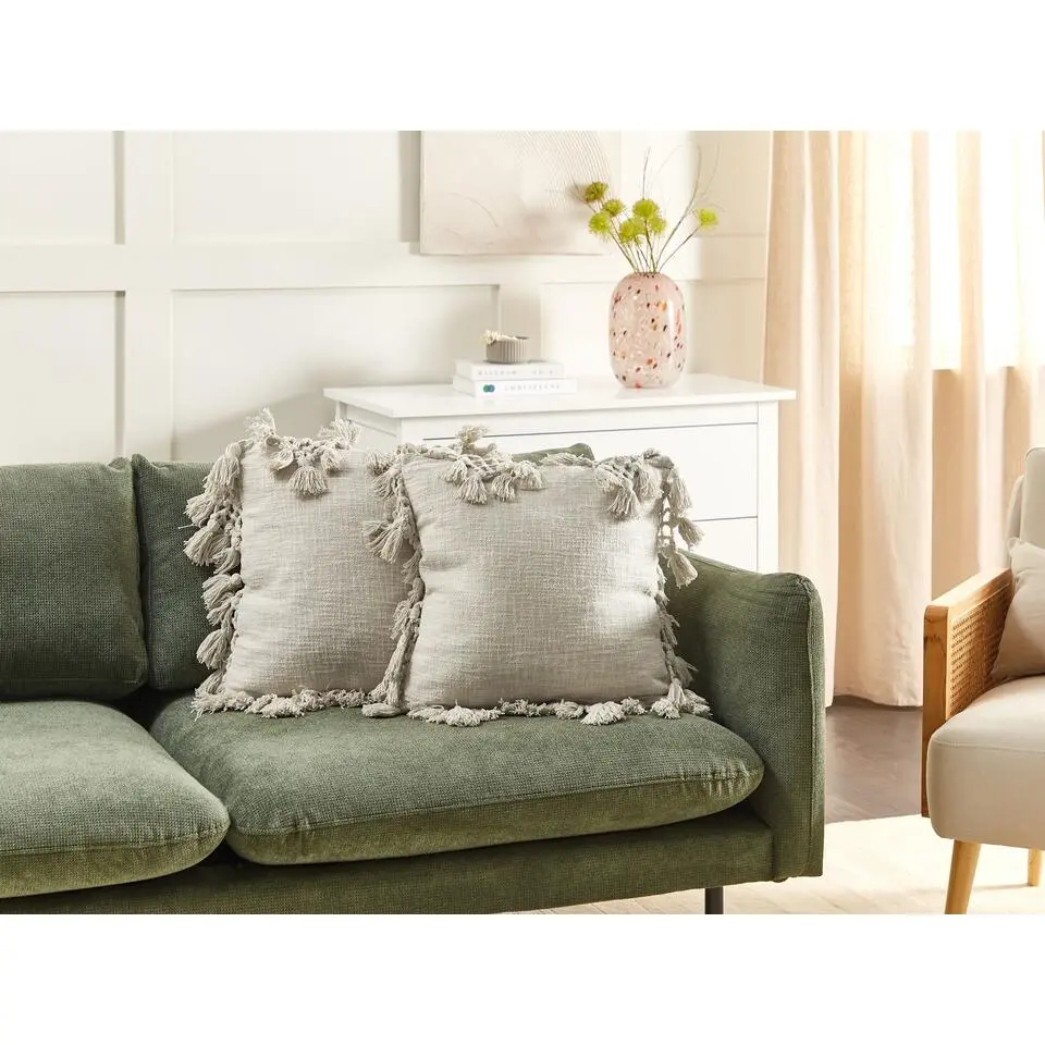 OLEARIA - Sierkussen set van 2 - Beige - 45 x 45 cm - Katoen