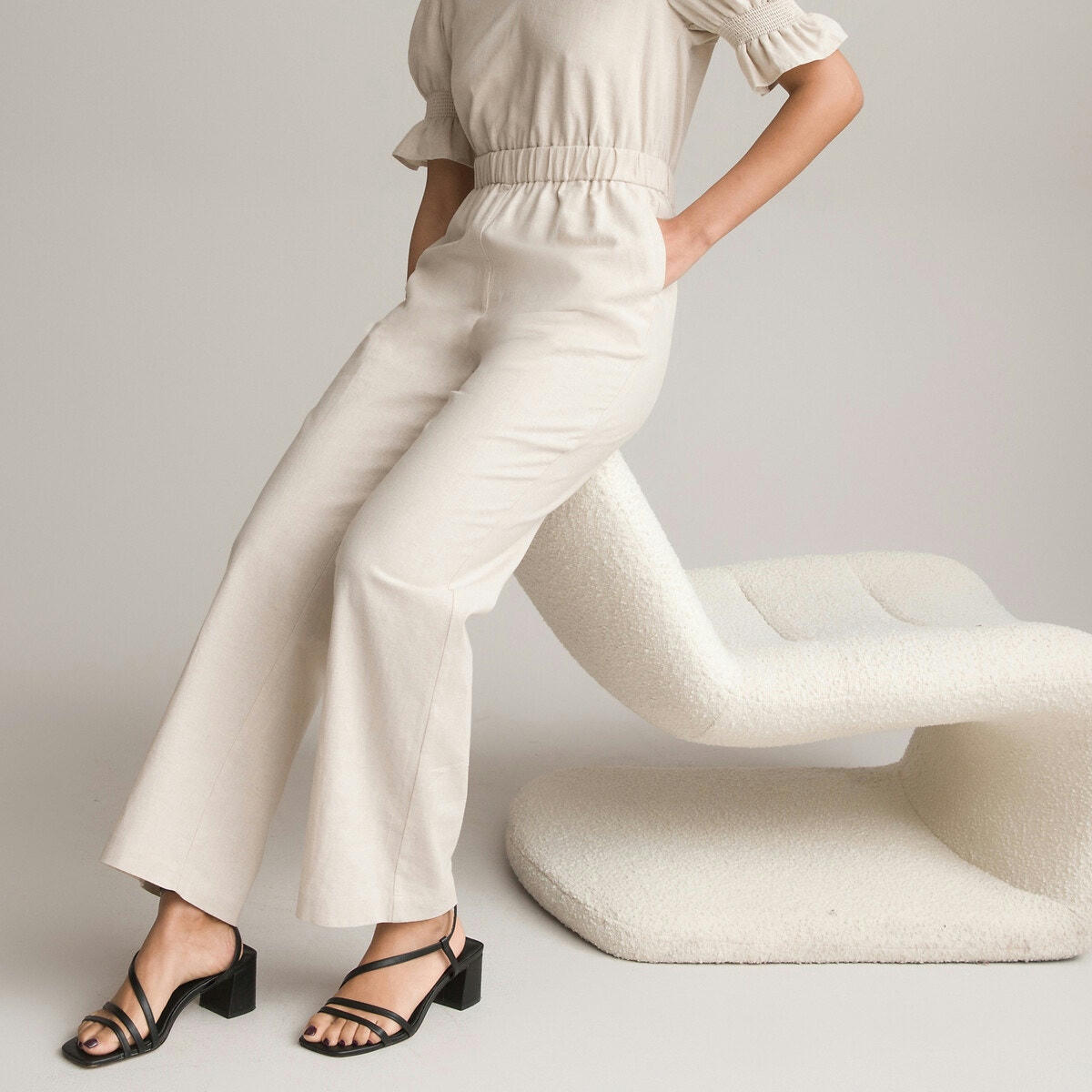 Combinaison-pantalon, en lin et coton
