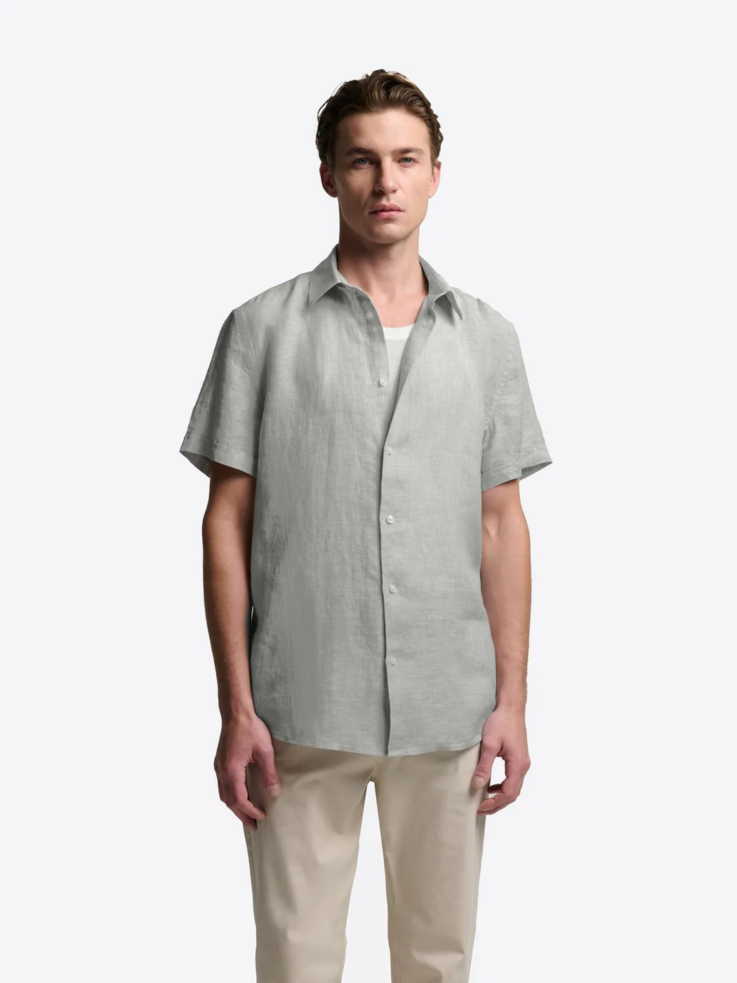 Chemise manches courtes slim en lin