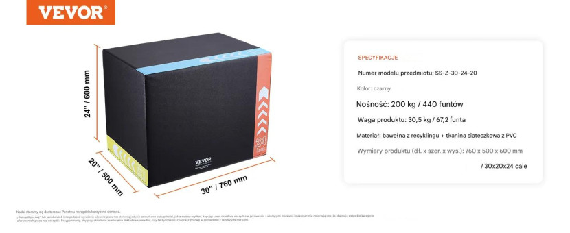 Skrzynia crossfit plyometryczna JUMP BOX 3w150 x 60 x 76 cm