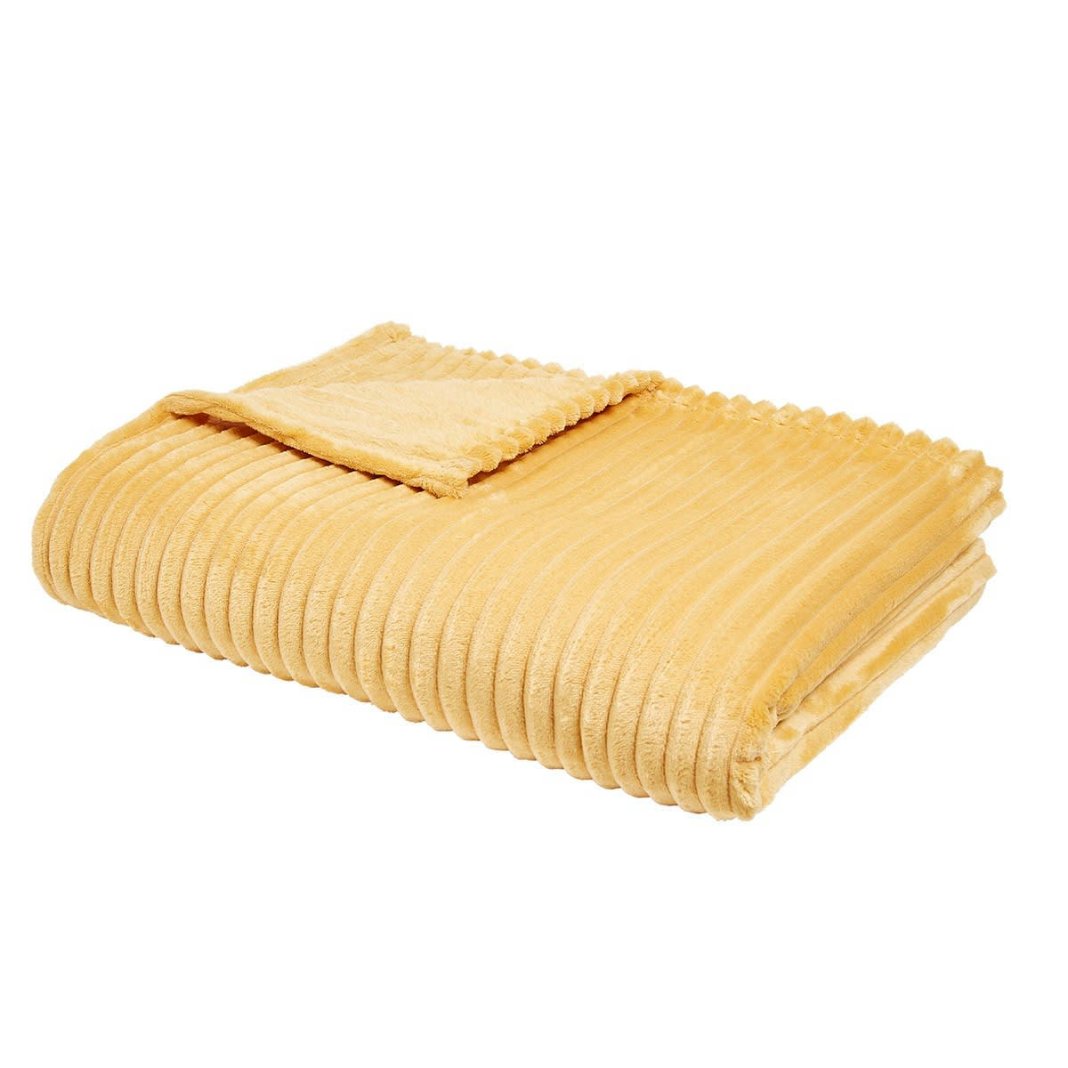 ESSENTIAL - Plaid cotelé uni en Polyester Jaune 150X200 cm