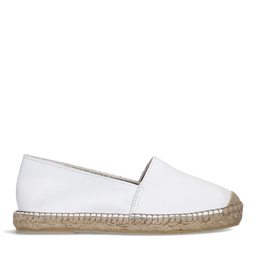 Manfield Witte leren espadrilles