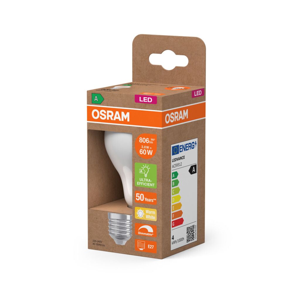 GLOBUSPÆRE LEDVANCE LED NORMAL MATT E27 3,8W DIMBAR