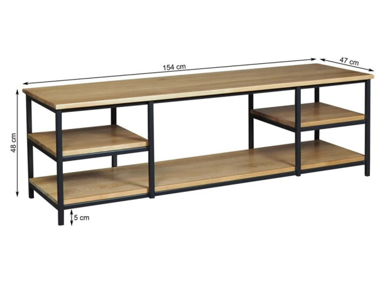 Stolik RTV 154 cm Sydney III drewno z metalem, kolor orzech