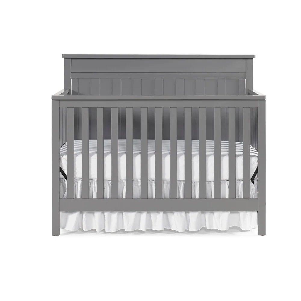 Taylor & Olive Pasque Grey Pine Wood 4-in-1 Convertible Crib