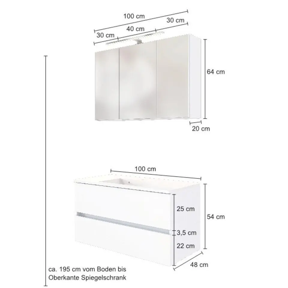 Wastafelmeubelset Brama 100cm - grafiet/mat grijs