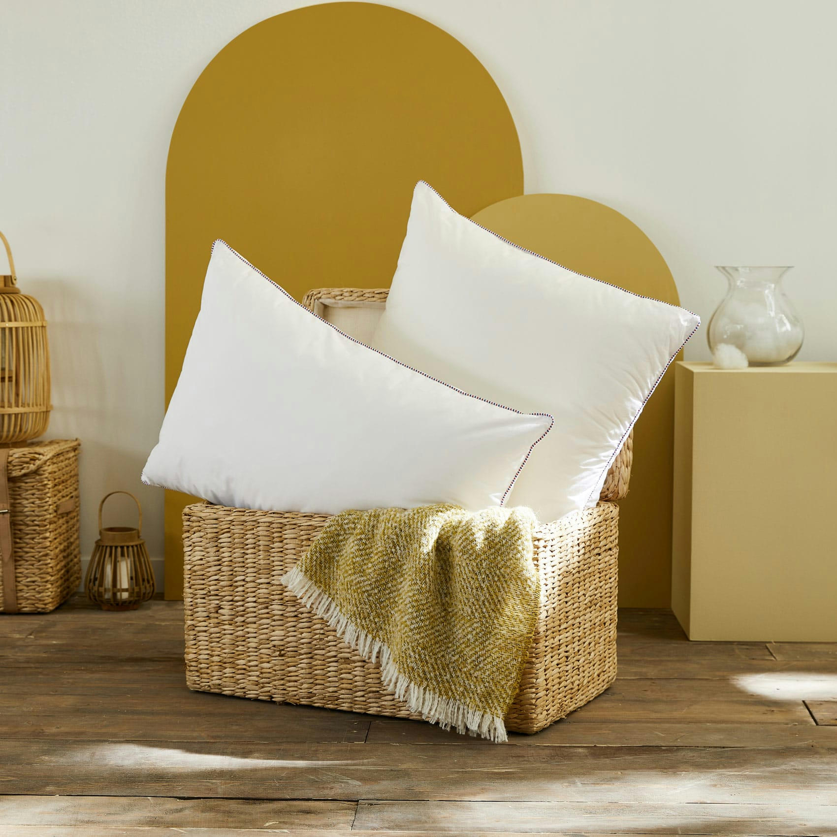 - Oreiller multiconfort modulable coton blanc 60x60 cm