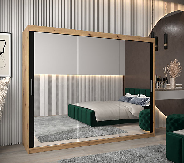 Armoire TOKYO 3 à portes coulissantes H. 200 x L. 180 x P. 62, 2 portes