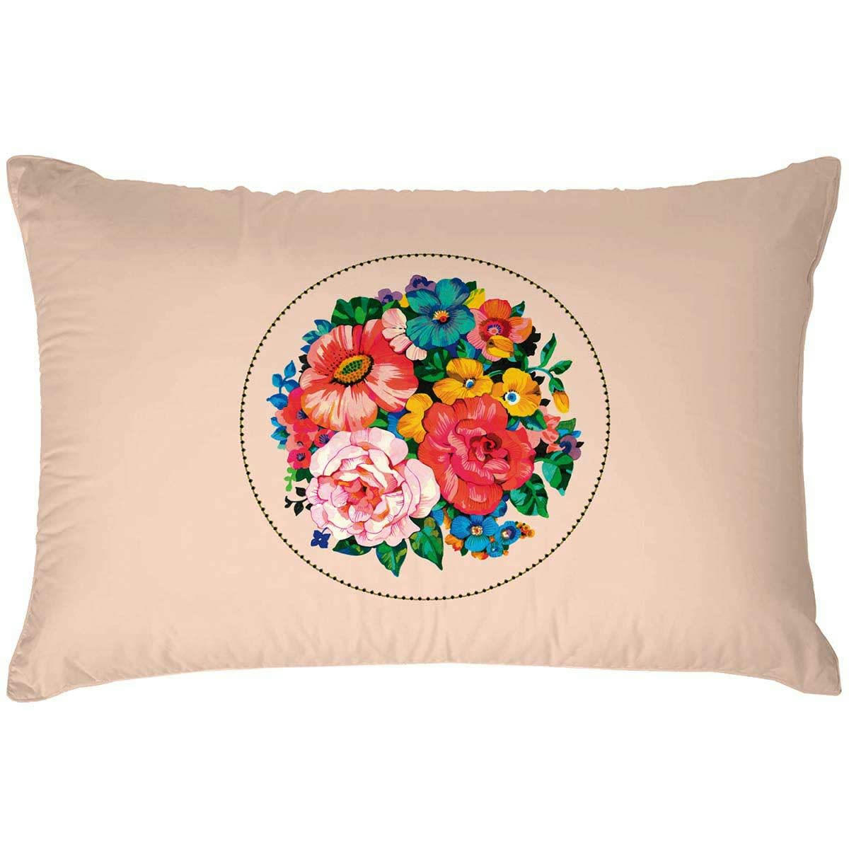 - Housse de coussin extérieur fleuri nude 40x60