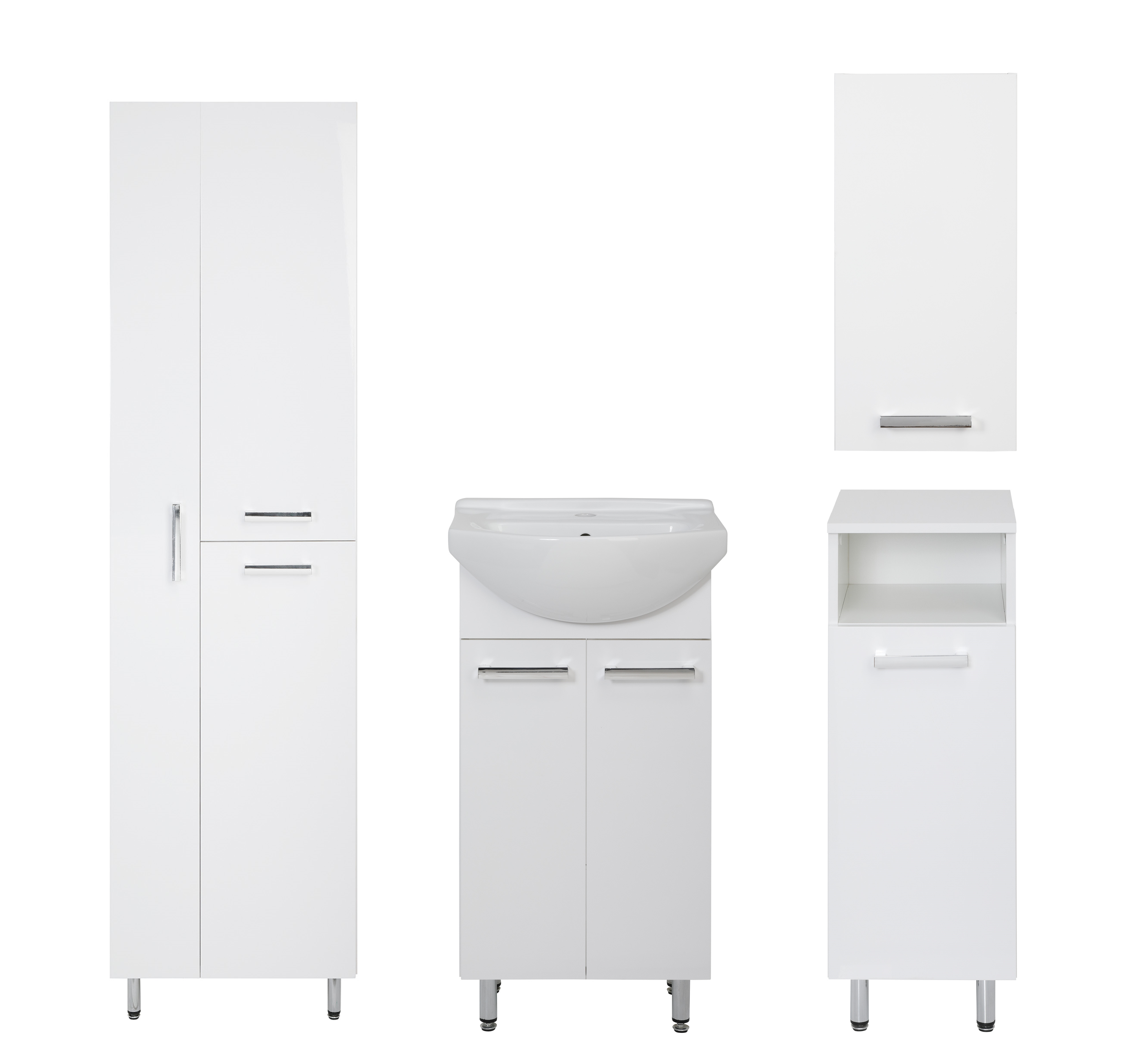 Biały Zestaw do Łazienki Stojący 45cm 5 Elementów