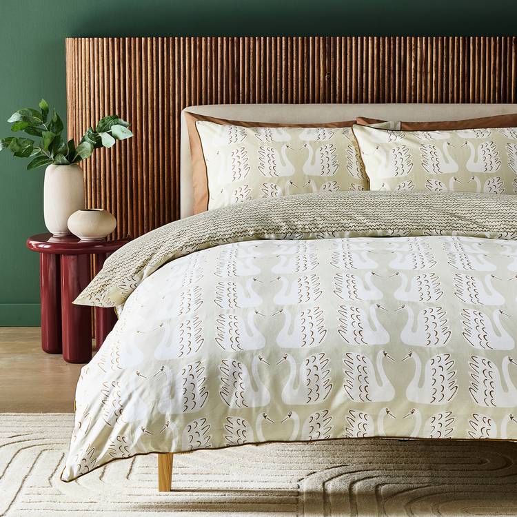 Habitat x Scion Cotton Swim Swam Swan Bedding Set - Single