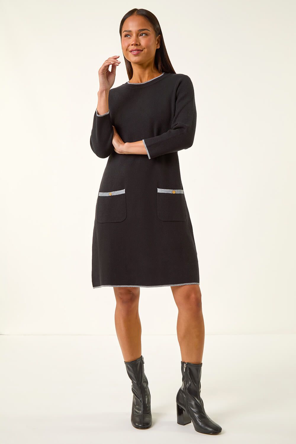 Roman Petite Buttoned Knit Dress