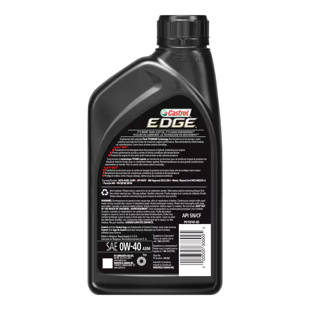 Castrol EDGE 0W40 Synthetic Engine/Motor Oil, 1-L