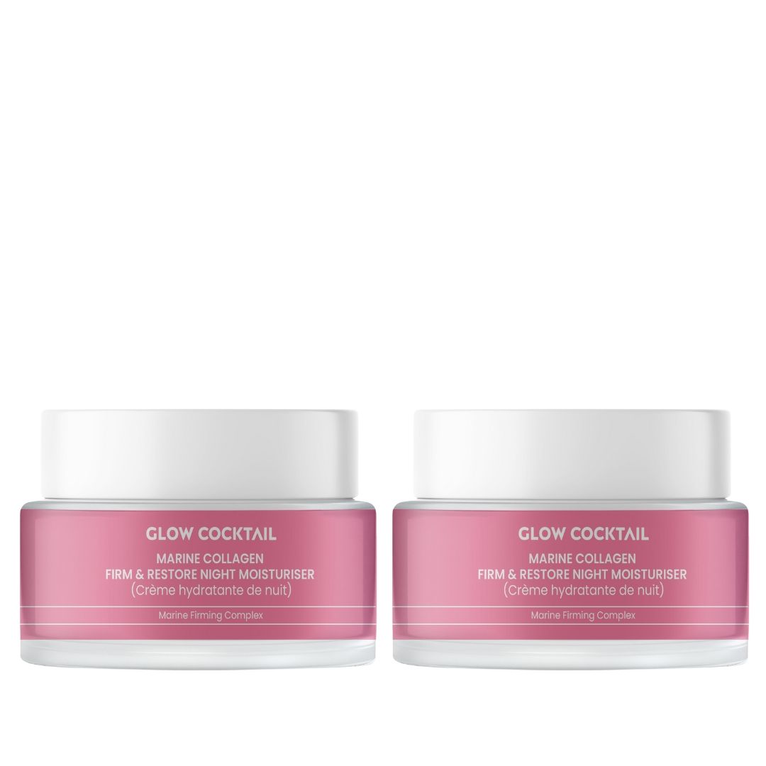 GlowCocktail London 2 x Marine collagen firm & restore night moisturiser 50ml