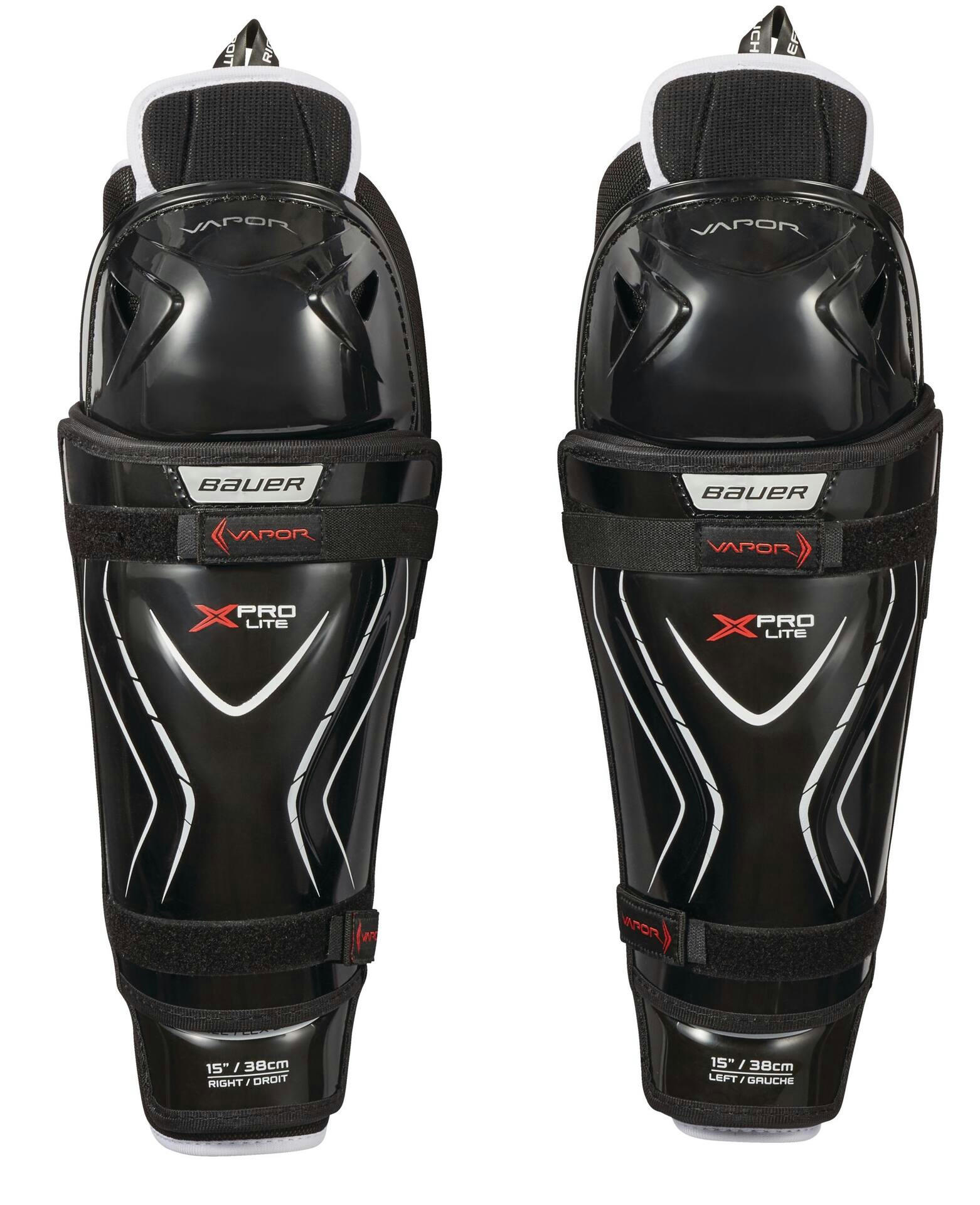 Bauer Vapor X Pro Lite Senior Hockey Shin Guards with Tapered Fit, Hyperlite HD Foam, Black