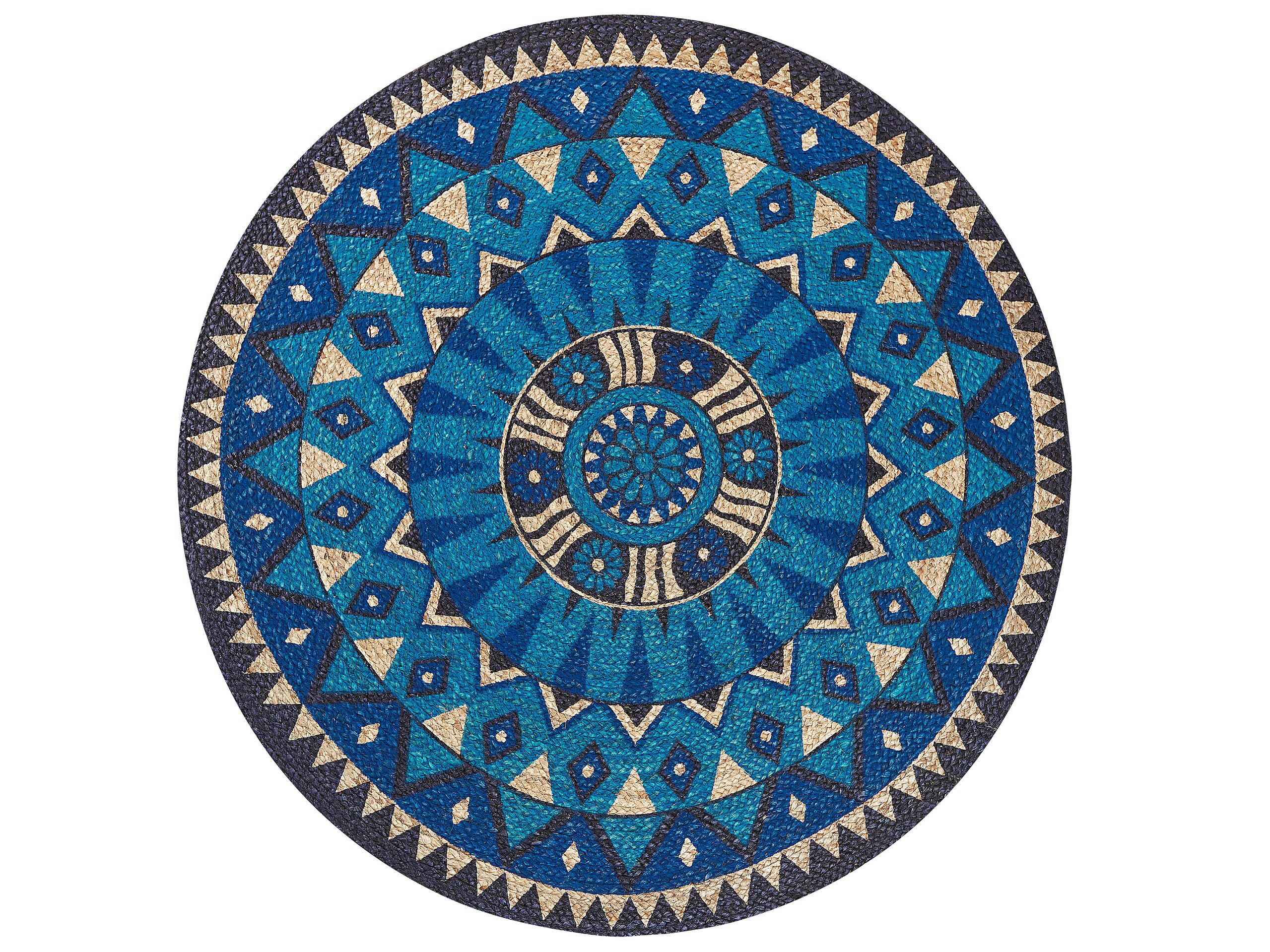 UNUR - Tapis rond multicolore à motif ethnique D140cm