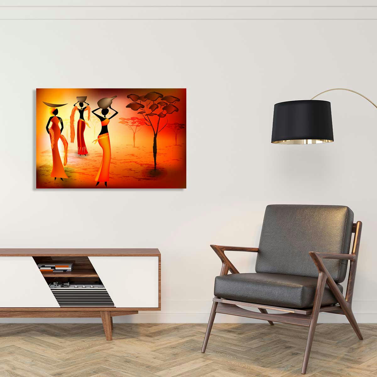 - Tableau soirée africaine toile imprimée 120x80cm