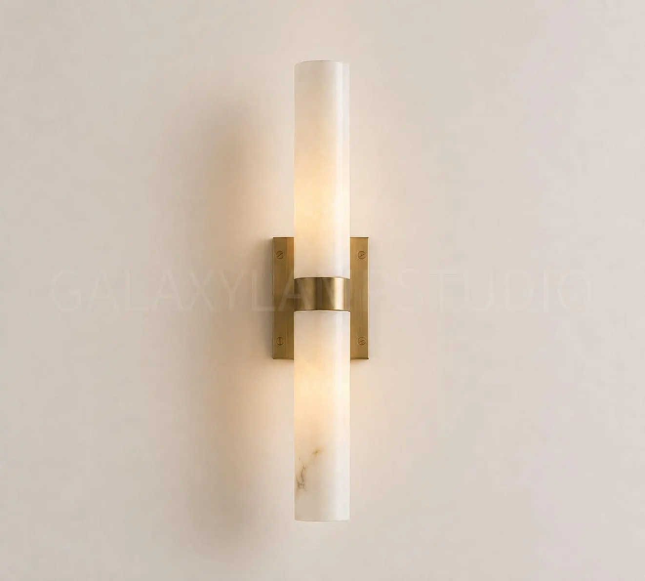 Alabaster Wall Sconces / Naturally Stone Marble Wall Light - Mid Century Italian Style Modern, Brass Fixture Lighting