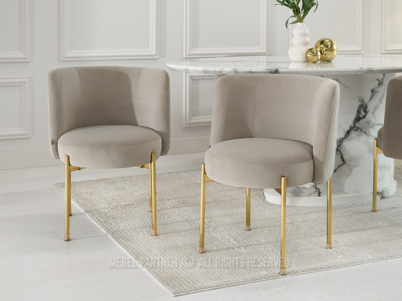Beżowy Welurowy Fotel Charlot Glamour Do Salonu