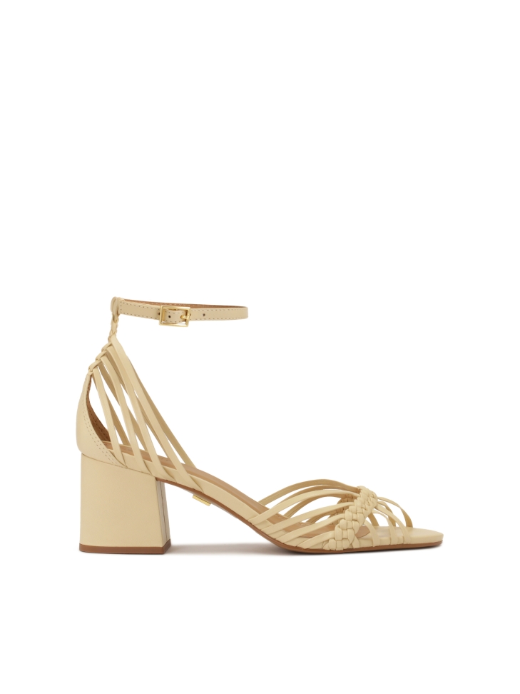 Sandals on a low heel with thin straps