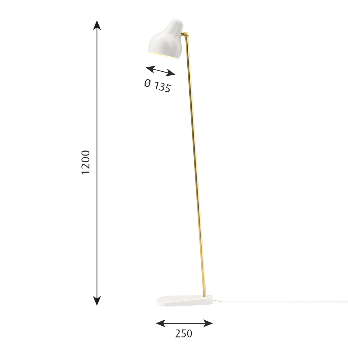Louis Poulsen - VL38 LED Stehleuchte, Messing / weiß