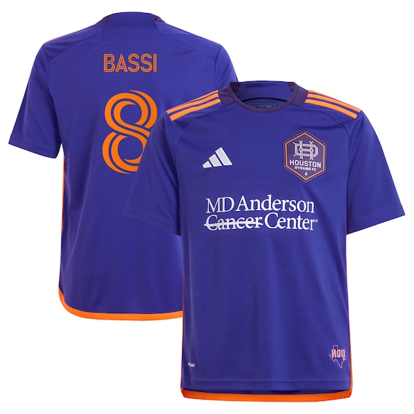 Amine Bassi Houston Dynamo FC adidas Youth 2024 Still Holdin' Replica Player Jersey – Purple