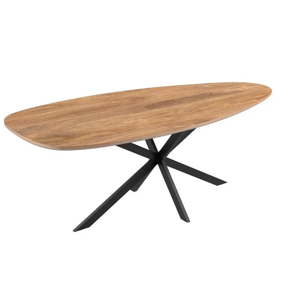 Mangohoutonline - Eettafel Organisch Laura 180x90cm Rechthoekig - Bruin - Mahom