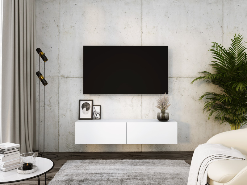 Szafka RTV : Biały Matowy, 140 x 34 x 32 cm