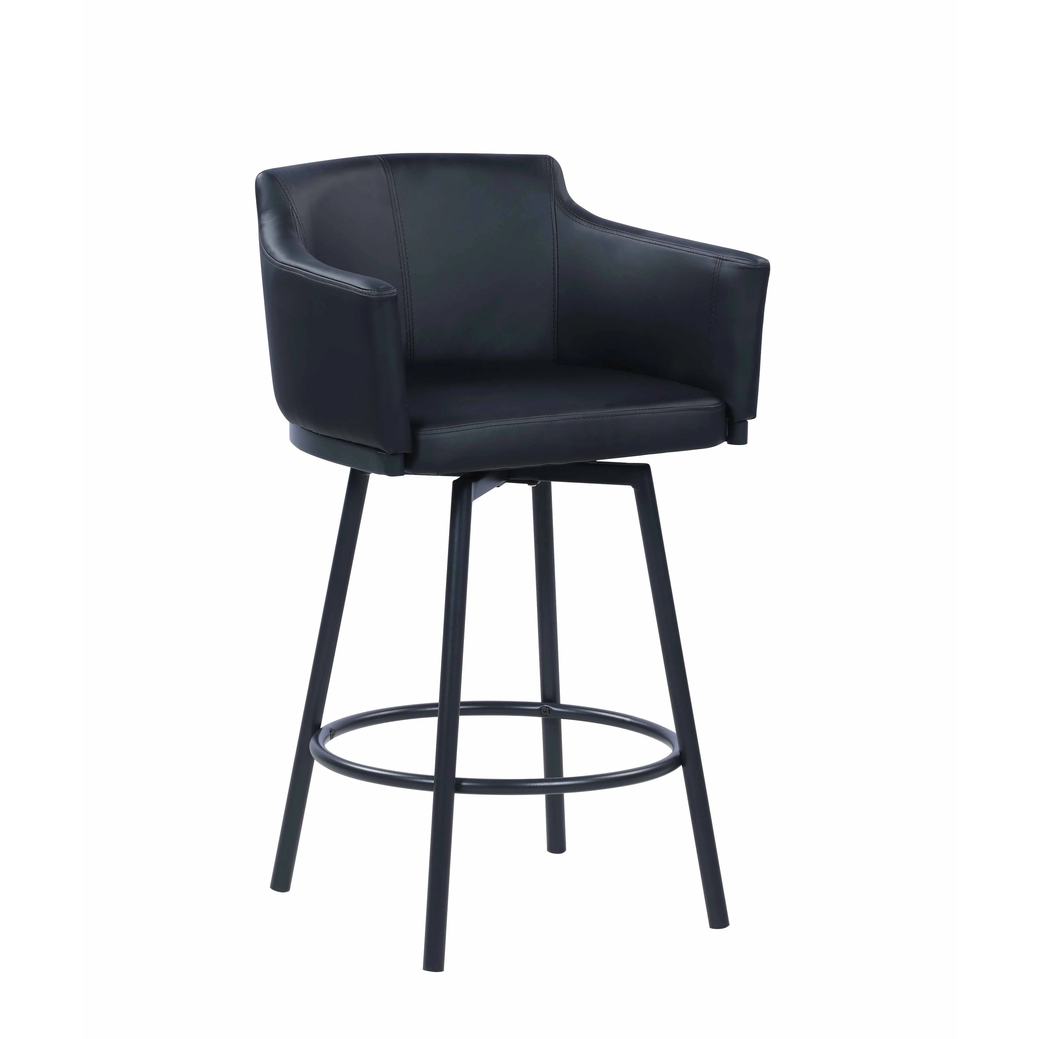 Somette Modern Club Counter Stool with Memory Swivel, Black