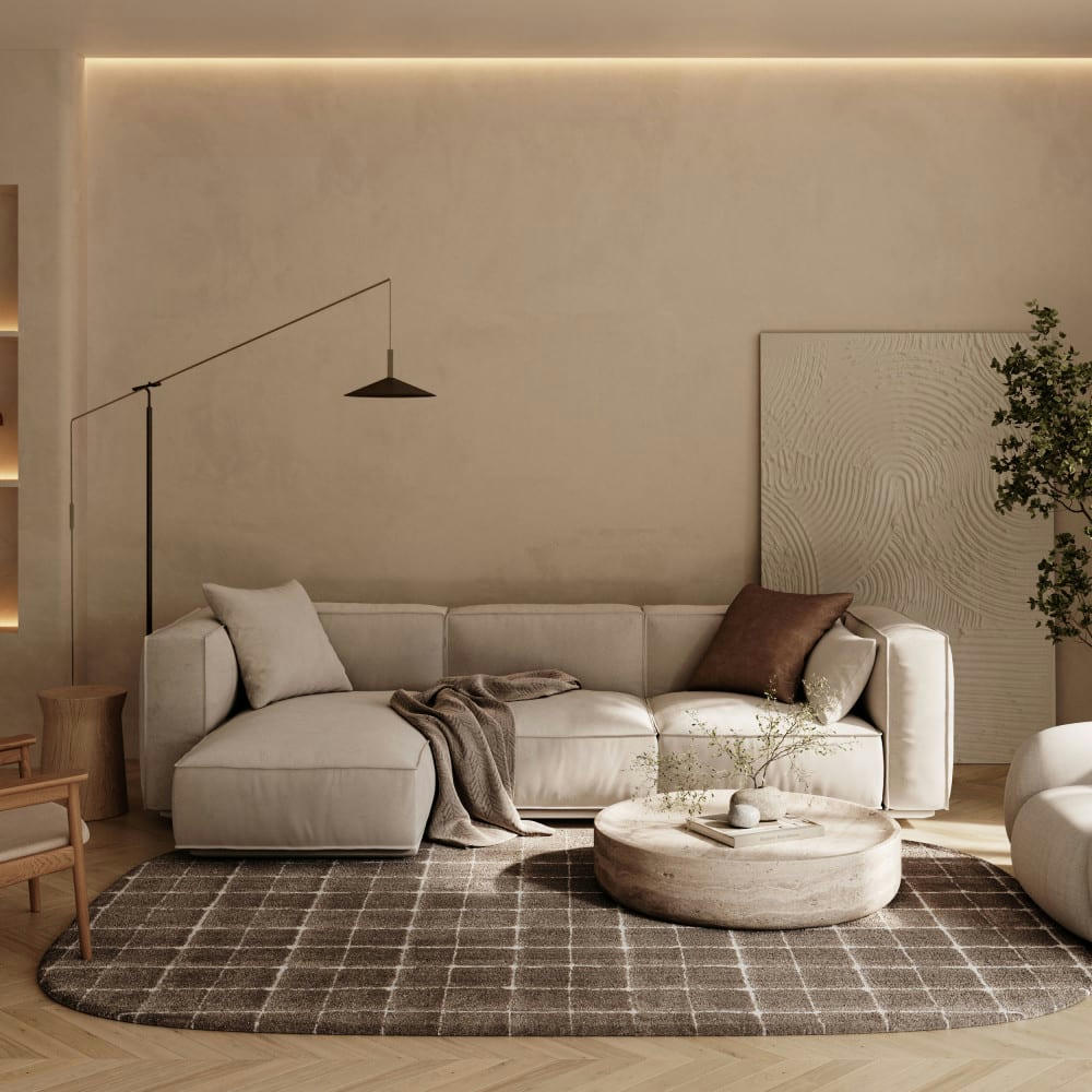 BYRON VII - Tapis contemporain ovale taupe 160x230 cm