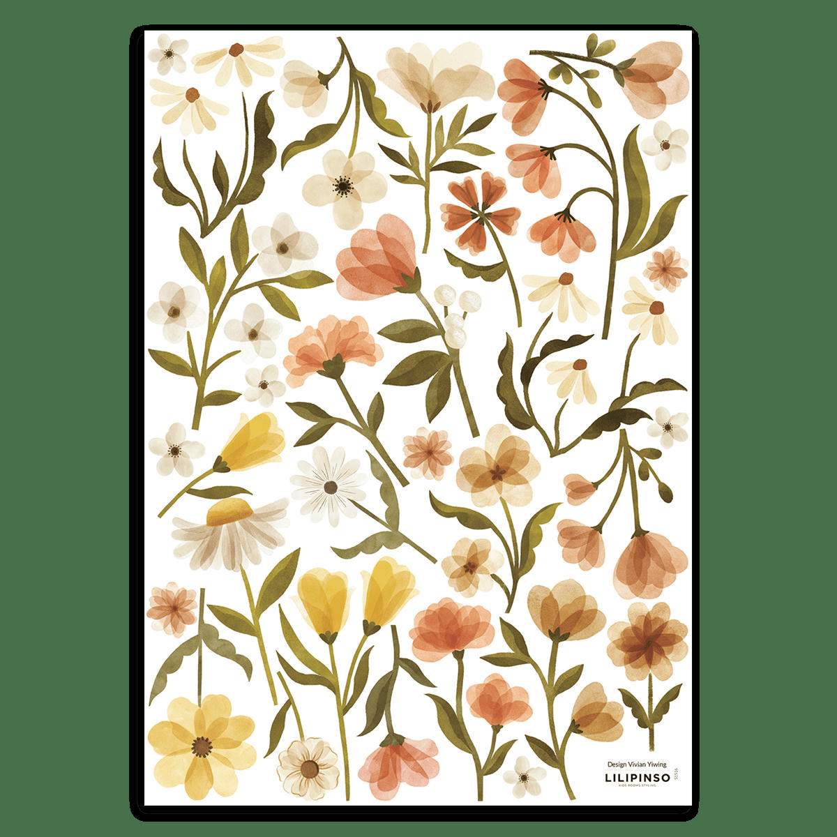FELIDAE - Stickers muraux fleurs vintage en vinyle mat multicolore