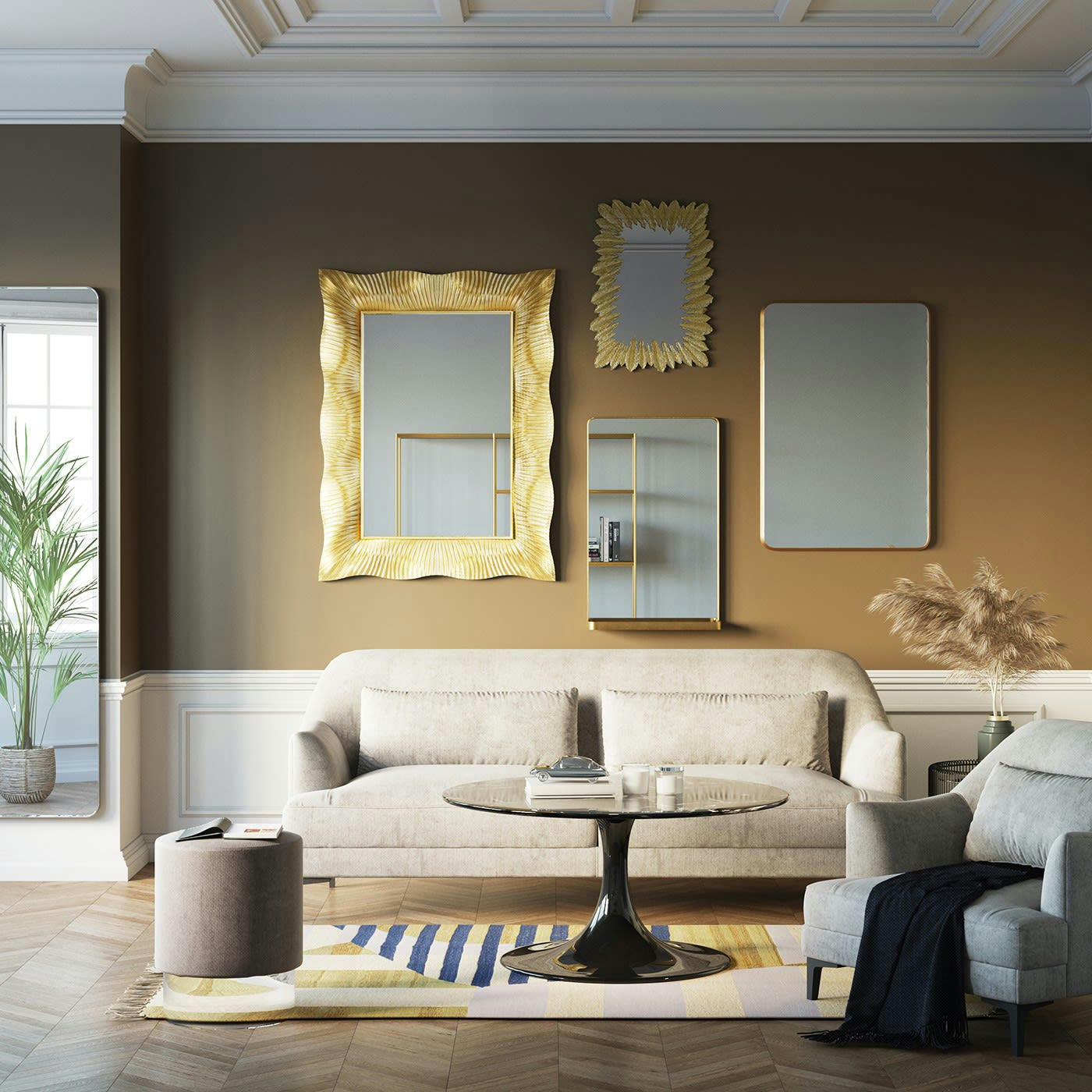 PROUD - Canapé Proud 3 places velours gris Kare Design