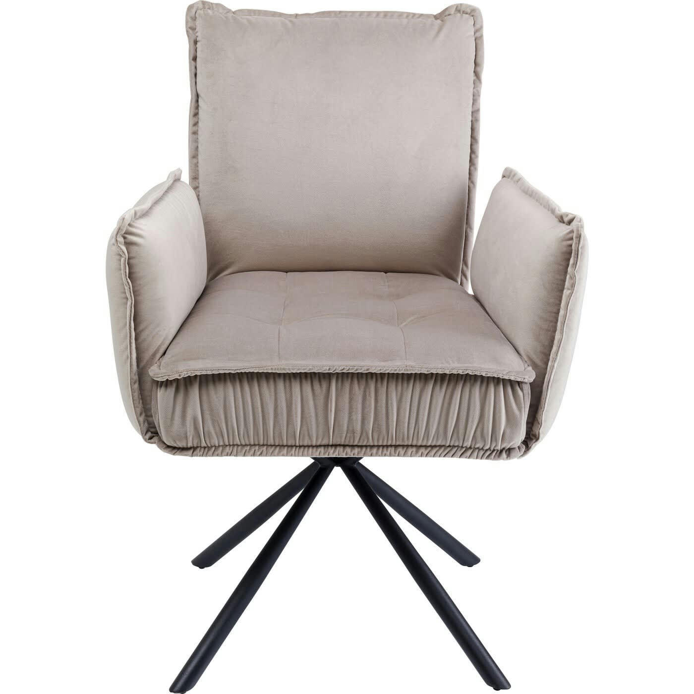 CHELSEA - Chaise avec accoudoirs en velours gris et acier
