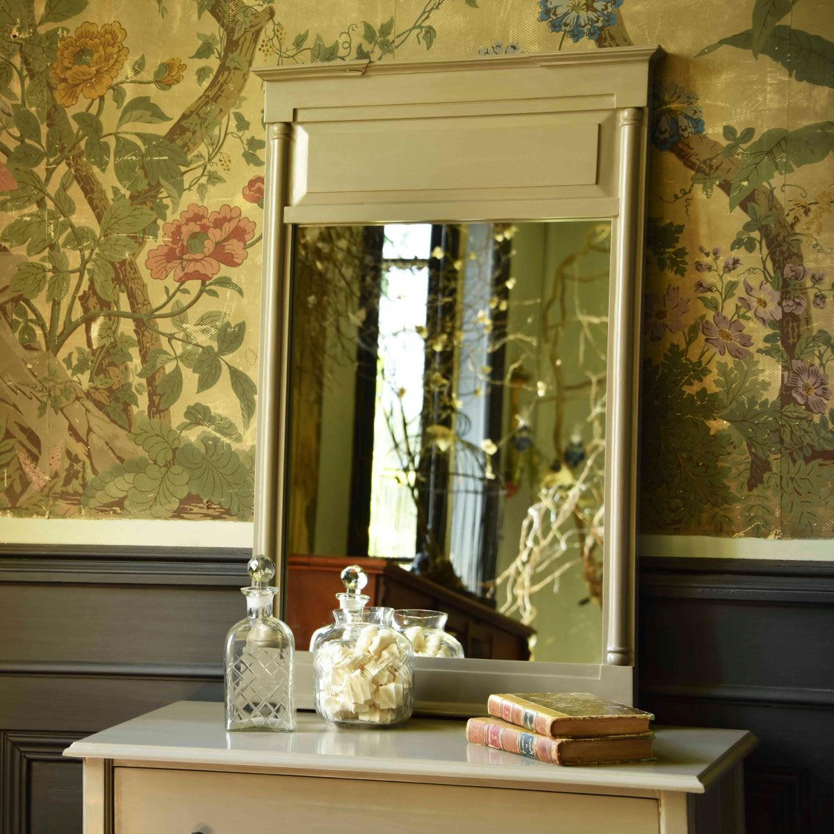 - Miroir trumeau en manguier peint 58 x 91 cm vert de gris Mareuil