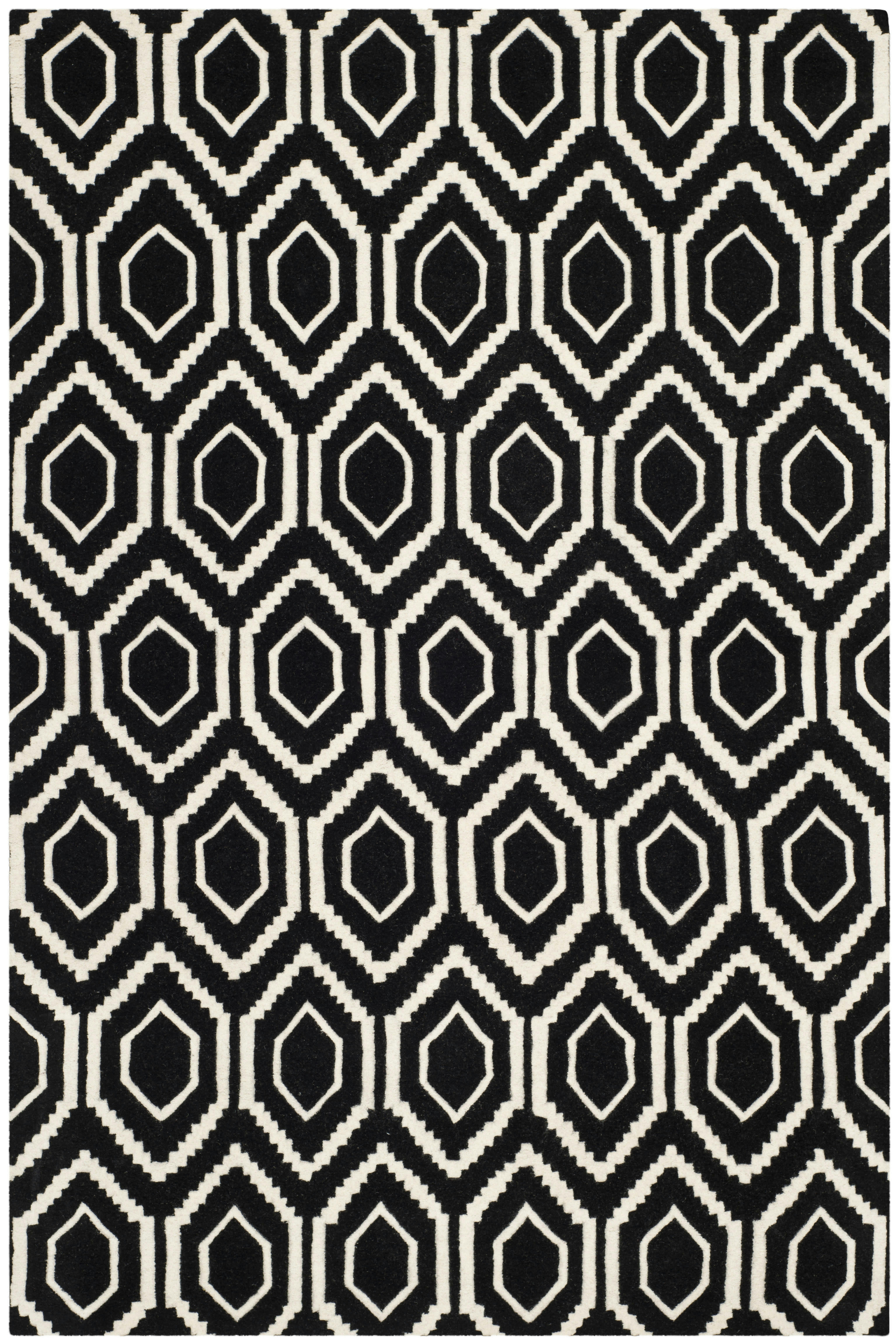 CHATHAM - Tapis de salon interieur en noir & ivoire, 152 x 244 cm