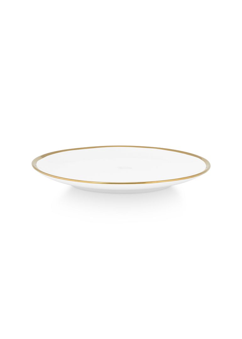 vtwonen Borden - Set van 2 - Wit/Goud - Porselein - Ø 25.5cm