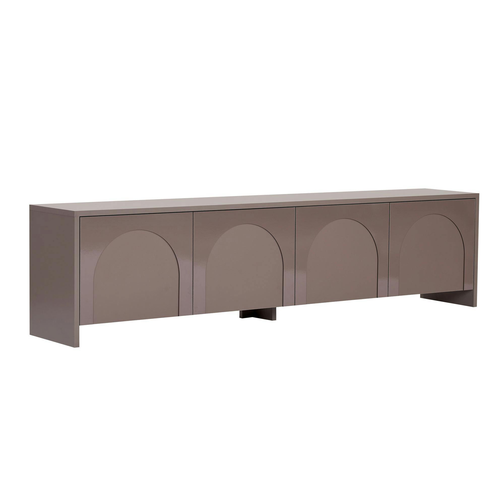 Meuble TV taupe 4 portes motif arches MARFA