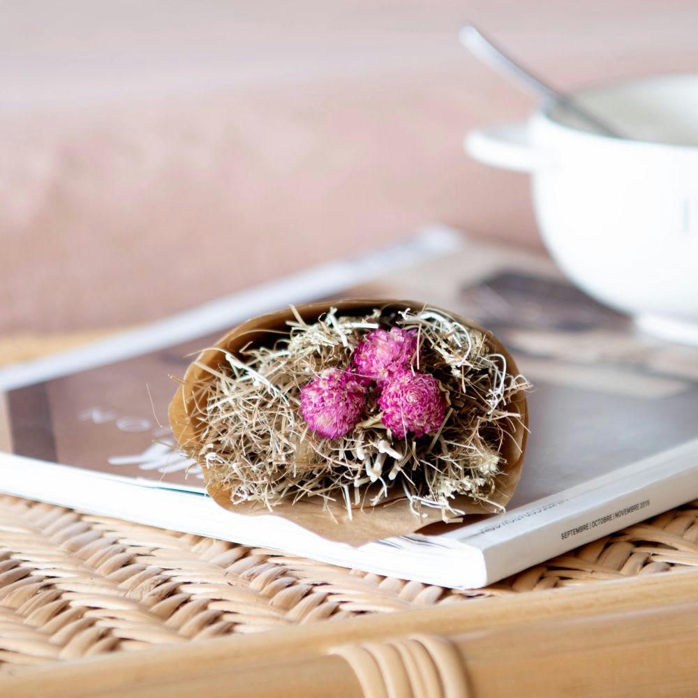 LILA - Bouquet de fleurs séchées vert, rose et beige