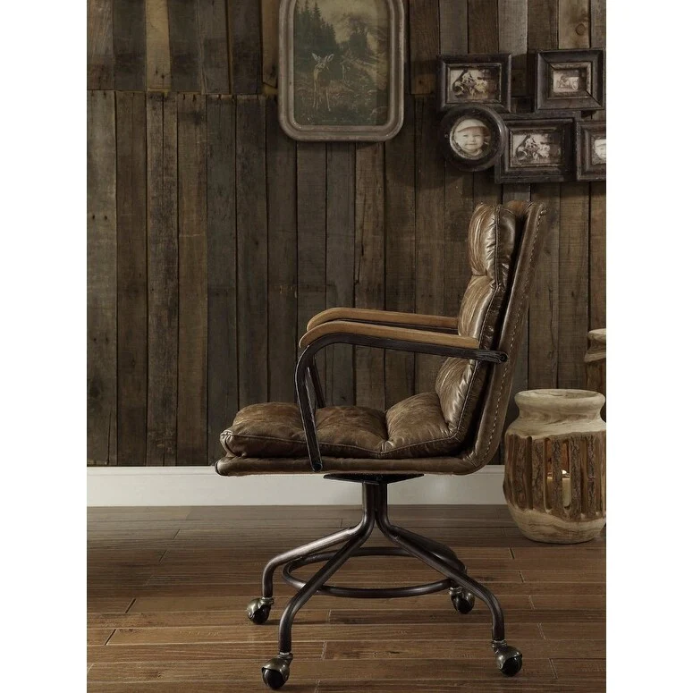Harith II Vintage Whiskey Top Grain Leather Office Chair