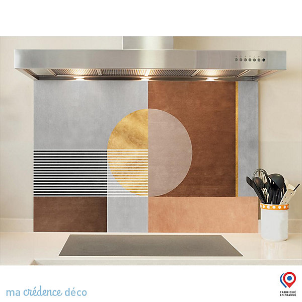 Crédence cuisine fond de hotte Peinture et Géométrie - Alu composite - L 70 cm x H 60 cm - MaCrédenceDéco