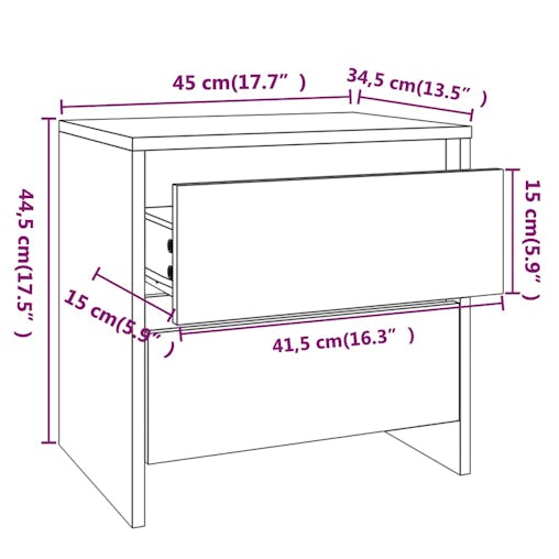NNEVL Bedside Cabinets 2 pcs Smoked Oak 45x34.5x44.5 cm Chipboard