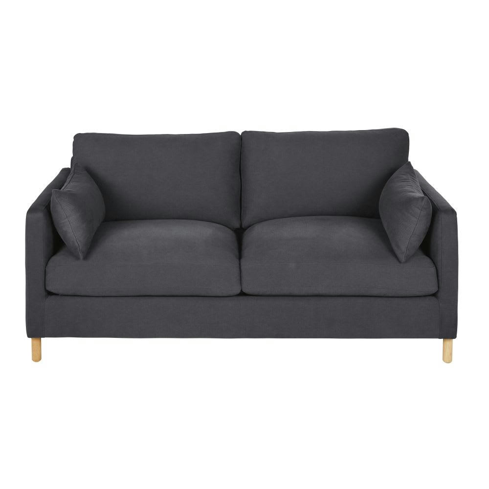 Julian - Canapé 2/3 places en coton et lin gris ardoise