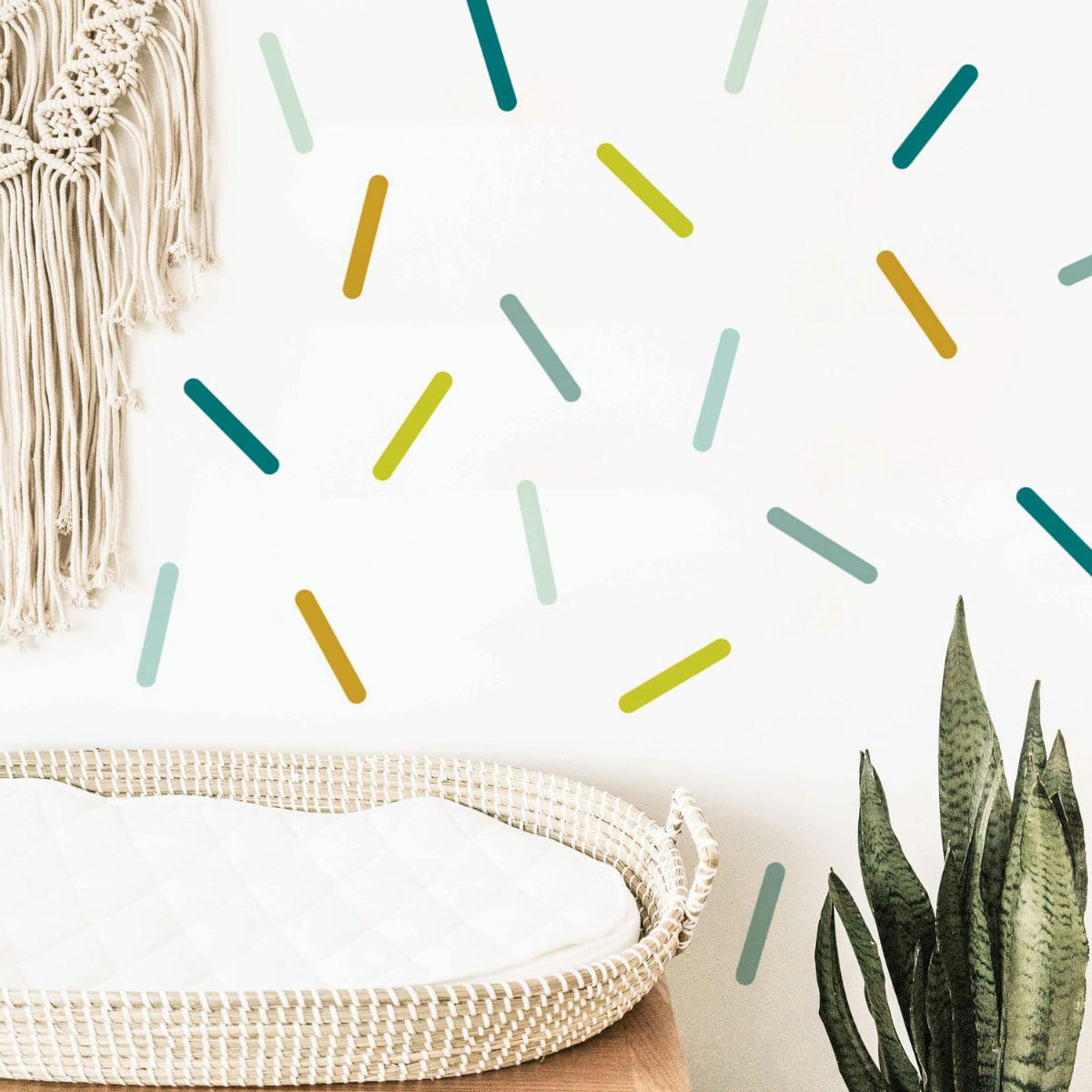 CONFETTI - Stickers muraux en vinyle confettis vert et moutarde